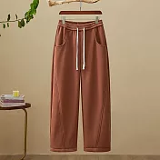 【ACheter】 高腰香蕉褲加絨小個子直筒垂感休閒褲# 126814 M 咖色