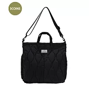 日本3COINS 日常穿搭新亮點！ 3COINS MIL-LINE 軍裝風絎縫包 黑