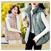 【初色】簡約純色百搭保暖羽絨馬甲背心女背心外套-5款任選-16588(M-3XL可選) L A.綠色