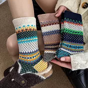 【AnZa】費爾島復古學院風多巴胺彩色休閒襪(3入組)     圖片色