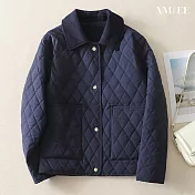 【AMIEE】輕薄休閒風寬鬆棉衣(KDCQ-8093) M 藏藍