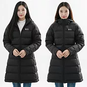 【遊遍天下】女款長版顯瘦無車縫防風防潑水保暖羽絨外套 (GJ22036) M 黑色