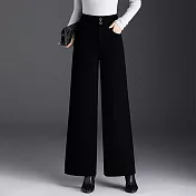 【MsMore】 高腰顯瘦梧桐褲寬鬆垂感直筒休閒西裝褲# 126859 M 黑色