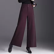 【MsMore】 高腰顯瘦梧桐褲寬鬆垂感直筒休閒西裝褲# 126859 M 紫色
