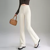 【MsMore】 纖瘦燈芯絨喇叭闊腿直筒長褲# 126861 M 杏色