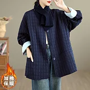 【ACheter】 輕薄寬鬆休閒圓領棉夾長袖棉外套# 126892 M 黑色