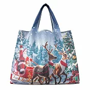 【HandStyle】購物袋 聖誕限定大容量摺疊側背環保購物袋(40525) _聖誕老人送祝福