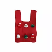 【HandStyle】購物袋 聖誕元素針織紋理迷你手提購物袋(17030) _紅色