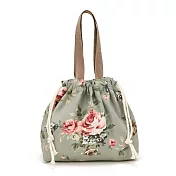 【HandStyle】手提包 日系花漾輕便手提帆布束口手提包(79030) _大花綠色