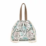 【HandStyle】手提包 日系花漾輕便手提帆布束口手提包(79030) _鐵塔藍色