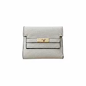 【HandStyle】女短夾 精緻荔紋牛皮凱莉轉扣經典女用短夾(29055) _白色