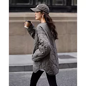 【MsMore】 簡約灰夾棉外套鬆弛慵懶造型拼接口袋中長# 126870 M 灰色