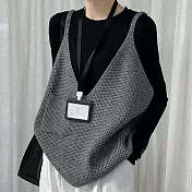 【MsMore】 隨意搭配寬鬆口袋大V毛衣背心吊帶上衣# 126910 FREE 灰色