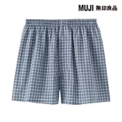 【MUJI 無印良品】男柔滑前開平口褲 S 煙燻藍格紋