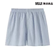 【MUJI 無印良品】男柔滑前開平口褲 S 淺藍直紋