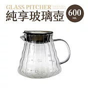 【Quasi】純享耐熱高硼硅玻璃壺600ml(花茶/咖啡分享壺) 直條紋