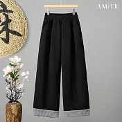 【AMIEE】復古燈芯絨闊腿褲衣(KDPQ-730) M 黑色