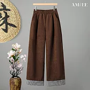 【AMIEE】復古燈芯絨闊腿褲衣(KDPQ-730) M 咖啡色