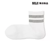 【MUJI 無印良品】男圈絨直角短襪25-27cm 白紋樣