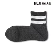 【MUJI 無印良品】男圈絨直角短襪25-27cm 墨灰紋樣