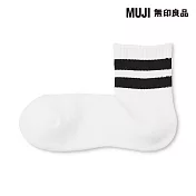 【MUJI 無印良品】男圈絨直角短襪25-27cm 白直紋