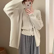 【MsMore】 氣質時尚針織開衫排扣背心上衣兩件式套裝# 126952 FREE 米白色