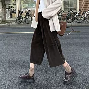 【MsMore】 燈芯絨七分褲復古老錢風過膝靴褲# 126508 2XL 咖色