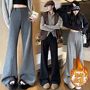 【MsMore】 微喇褲高腰顯瘦馬蹄加絨加厚長褲# 126835 M 黑色