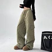 【ACheter】 戶外抗寒保暖棉褲加厚工裝衝鋒休閒長褲# 126940 M 綠色