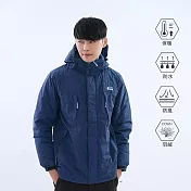【遊遍天下】男款GlobeTex防水防風保暖羽絨外套(GJ23038 ) L 藍色