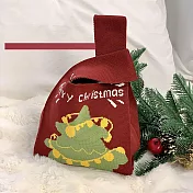 【素包包】聖誕超限量日系幾何套結針織手挽隨行包 _紅色聖誕樹