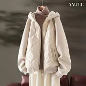 【AMIEE】韓版加厚保暖連帽外套(KDCQ-6256) M 杏色