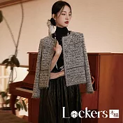 【Lockers 木櫃】秋冬輕奢小花呢短外套 L114121004 混色鑽石灰L