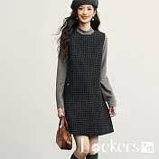 【Lockers 木櫃】復古格子無袖毛呢背心裙 L114121005 灰藍格紋M