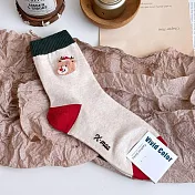 Kankoku韓國 可愛麋鹿老公公襪   * 米色