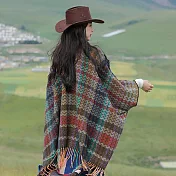 【AnZa】民族風水波紋混色針織披肩外套(4色) FREE 灰黑