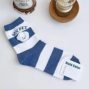 Kankoku韓國 狗狗英文字母條紋襪   * 藍色條紋