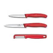 VICTORINOX 瑞士維氏 廚刀-廚刀三件組 -  紅色
