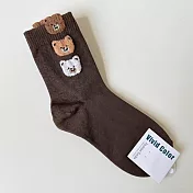 Kankoku韓國 可愛熊熊棉襪  * 咖啡色