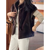 【MsMore】 時尚奢華人造皮草韓版外套# 127026 FREE 棕色