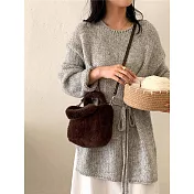 O-ni O-ni全新品秋冬精選優質仿水貂毛流行時尚韓版經久耐用水桶包(品質保證)(bag-6167)  咖啡色