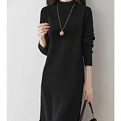 【MsMore】 荷葉邊中長款魚尾毛衣氣質搭大衣針織洋裝# 127018 FREE 黑色