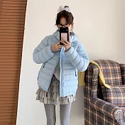 【MsMore】 大碼輕薄火排骨連帽棉襖韓版寬鬆保暖外套# 126984 2XL 藍色