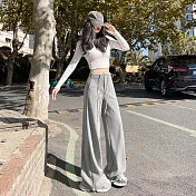 【MsMore】 直筒褲垂感高腰加絨加厚顯瘦糯米羊絨長褲# 127030 S 銀色