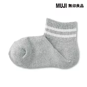 【MUJI 無印良品】女足口柔軟舒適圈絨直角短襪23-25cm 灰紋樣