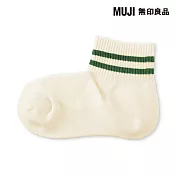 【MUJI 無印良品】女足口柔軟舒適圈絨直角短襪23-25cm 象牙白紋樣