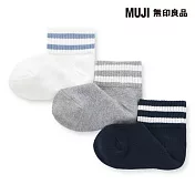【MUJI 無印良品】兒童直角短襪三雙組 19~23cm 灰紋樣