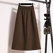 【AMIEE】洋氣顯瘦厚磅高腰A字裙(KDSQ-9479) M 咖啡色