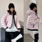 【MsMore】 韓版修身顯瘦連帽短款輕薄麵包服外套# 127000 M 玫紅色