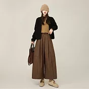 【MsMore】 日韓系鬆弛夾棉加厚氣球褲小個子八分寬褲# 127002 S 咖色